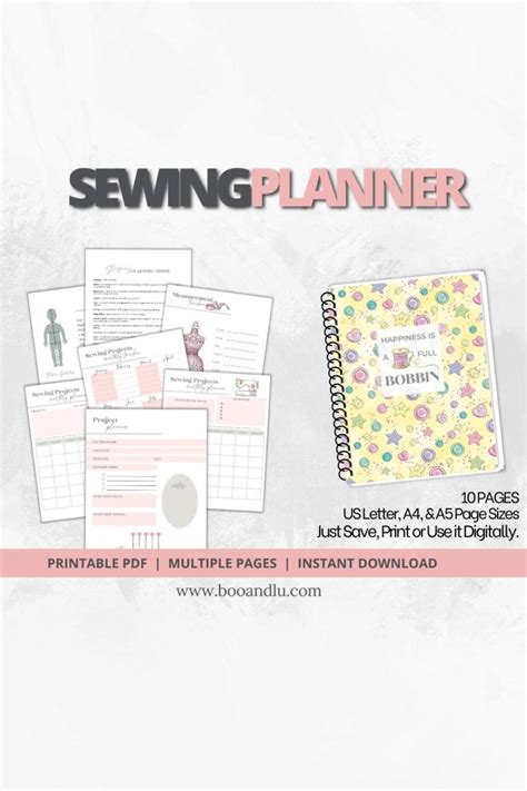 Sewing Planner Free Printable Planner Boo And Lu