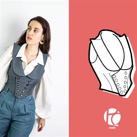 Double Breasted Vest Sewing Pattern Womens Xs 4xl Waistcoat Etsy