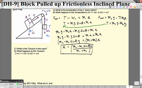 Dh Block Pulled Up Frictionless Incline By A Hanging Mass Over An