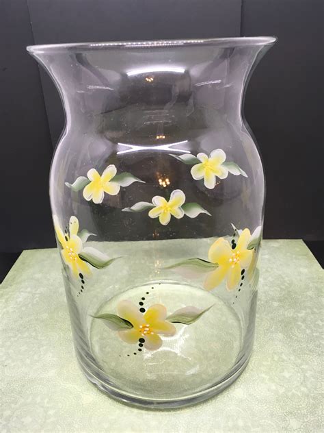 Vase Clear Glass Hand Painted Daisy Flower Two To Choose From – JAMsCraftCloset