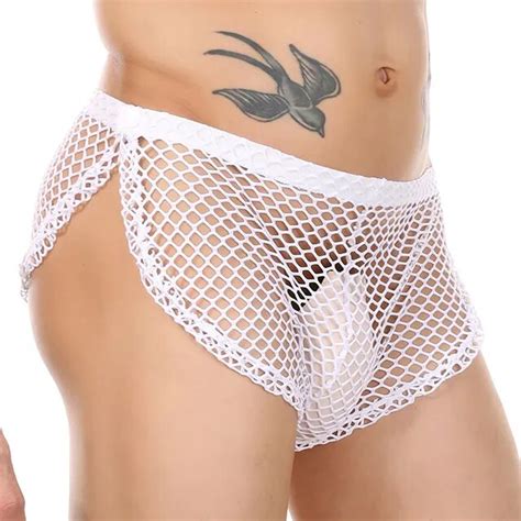 Ropa interior Sexy Gay para hombre Bóxer abierto con botón lateral