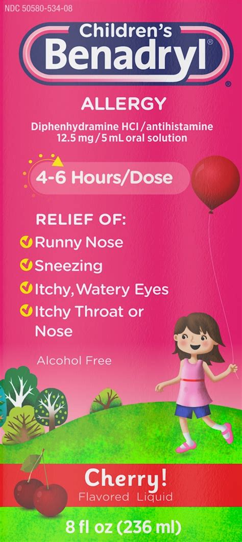 Childrens Benadryl Allergy Relief Liquid Medicine With Diphenhydramine