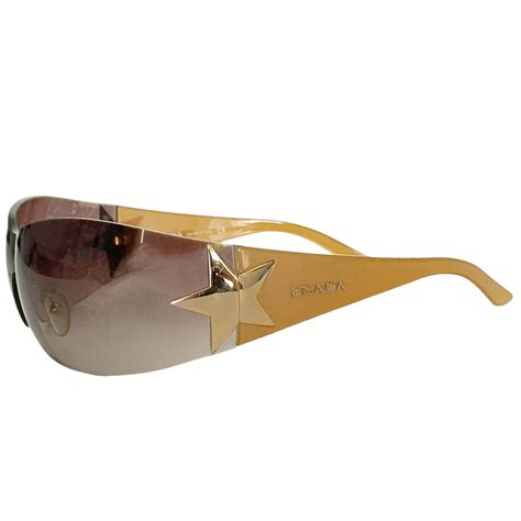 Prada Star Wraparound Sunglasses In Gold Nitryl