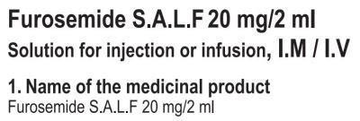 Furosemide S A L F 20 Mg 2 Ml Solution For I M Or I V Injection