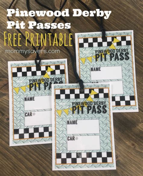 Pinewood Derby Pit Passes Free Printable Mommysavers