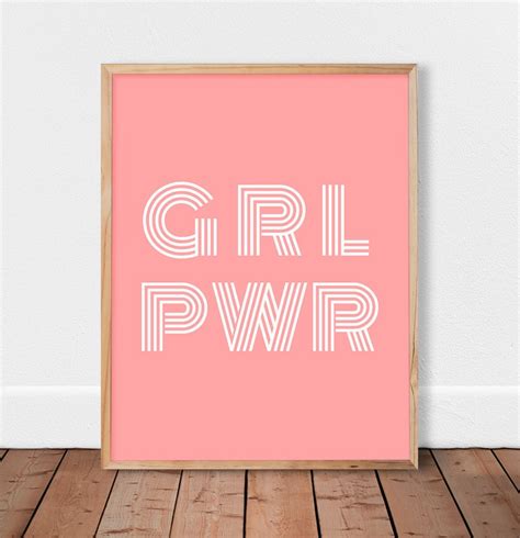 Girl Power Print Grl Pwr Poster Feminist Art Printable Wall Etsy