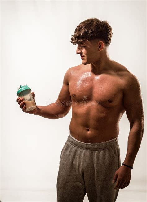 Shirtless Man Holding A Blender Or Shaker Stock Image Image Of Holding Caucasian 307873677