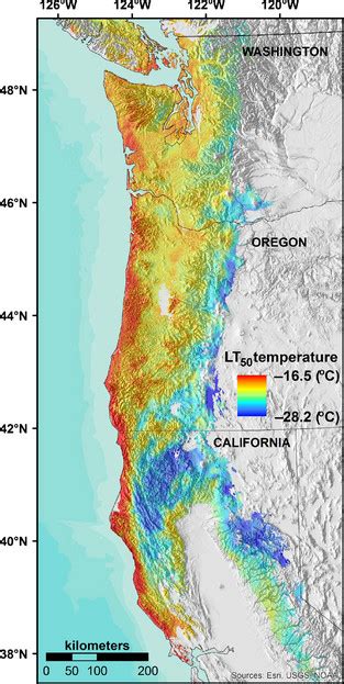 Geographic Genetic Variation Of Bud Lt50 Temperatures Of Coast