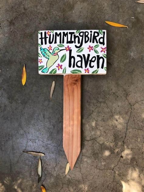 Hummingbird Haven Sign Hummingbird Wooden Sign Flower Garden Etsy