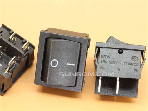 Black Rocker Switch Kcd5 6a250vac Onoff Dpst Snap In Panel 6419