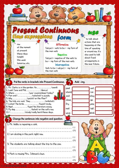 Esl Present Continuous Liveworksheets