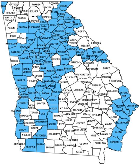 Georgia County Map With Cities And Roads