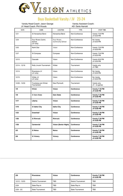 Hs Boys Basketball Vision Charter School