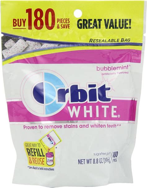 Orbit Chewing Gum White Bubblemint, 180-count by Orbit White : Amazon ...