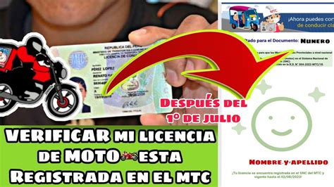 Como Verificar Si Mi Licencia De Moto Esta En El Sistema Del Mtc