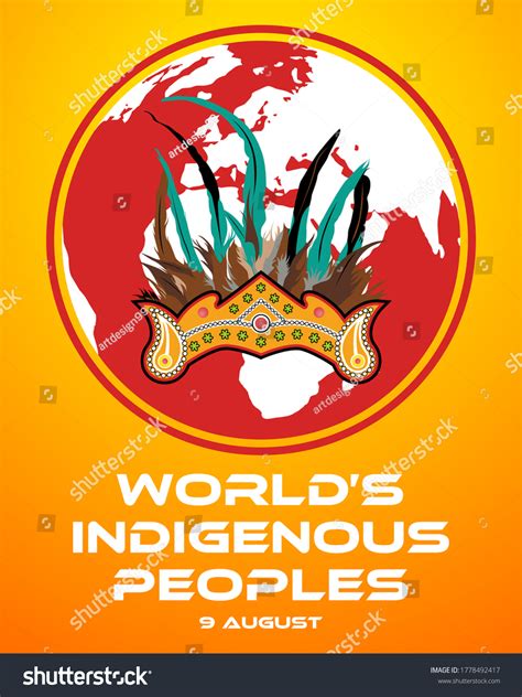 International Day Worlds Indigenous Peoples Poster เวกเตอร์สต็อก ปลอด