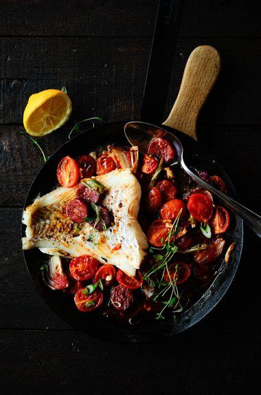 Baked Cod With Chorizo And Cherry Tomatoes Serving Dumplings