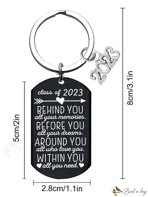 Birdinbag Class Graduation Keychain Inspiring Stainless Steel T