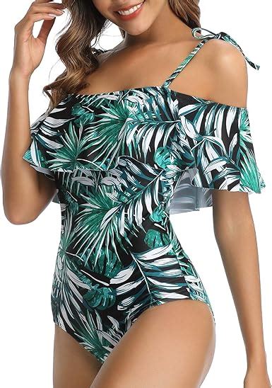 Maiô Feminino Zeyubird Com Babados E Estampa Floral Tropical Ombro De