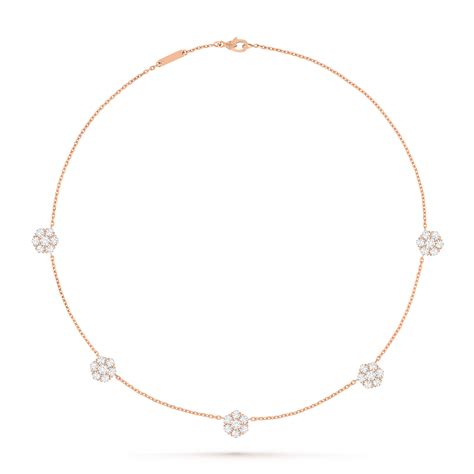 Fleurette Necklace Flowers K Rose Gold Diamond Van Cleef Arpels