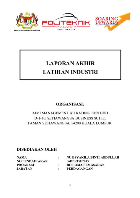 Contoh Laporan Akhir Latihan Industri Politeknik Jabatan Perdagangan