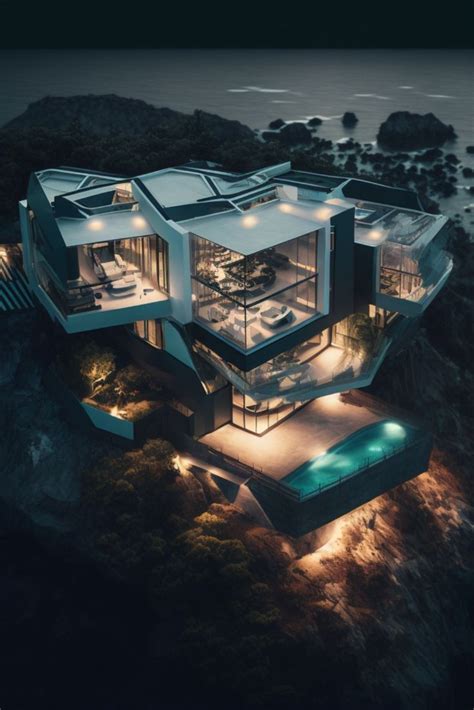 Architecturally Designed Modern Futuristic House Situated On A Cliff