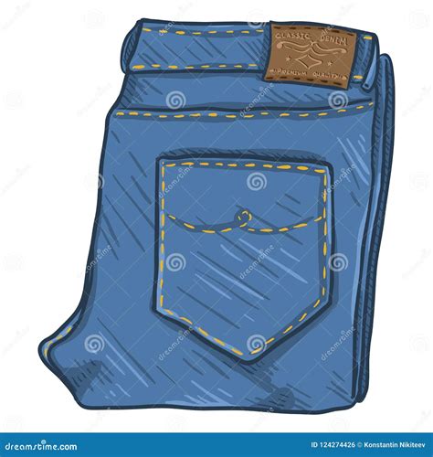 Vector Single Cartoon Illustration Folded Denim Jeans Cartoondealer