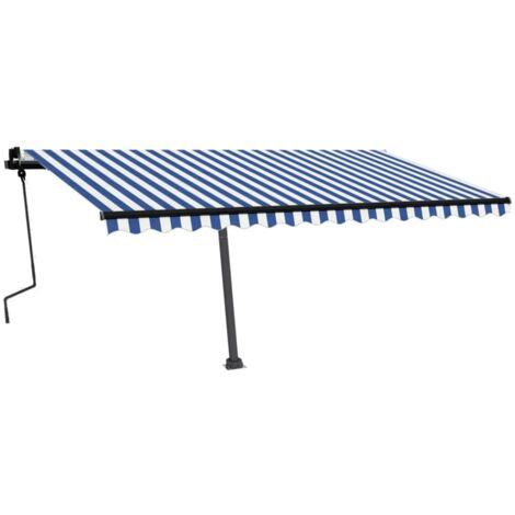 Toldo manual retráctil con LED azul y blanco 450x350 cm