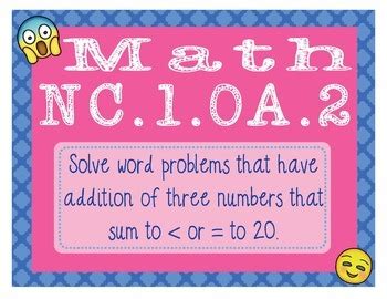 North Carolina Math NC 1 OA 2 1st Grade Task Cards Word Problems