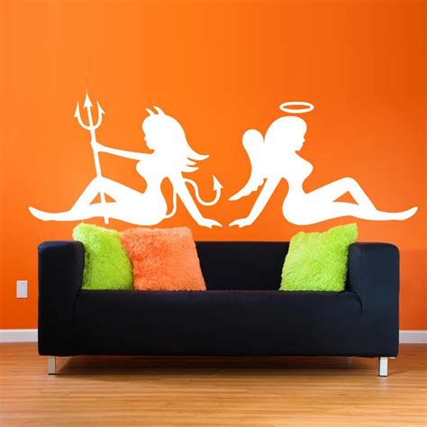 Angel Demon Heaven Hell Wall Stickers For Living Room Home Decoration