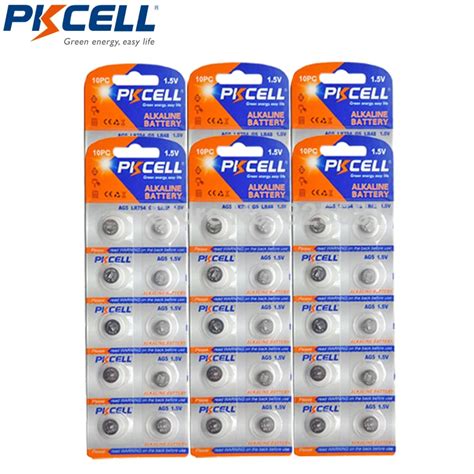 60Pcs 6Card PKCELL AG5 Alkaline Button Coin Batteries LR48 193 754 1 5V