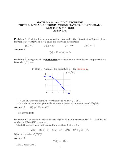 6 Approx Answers Class Assignment Math 249 And 265 Dino Problems