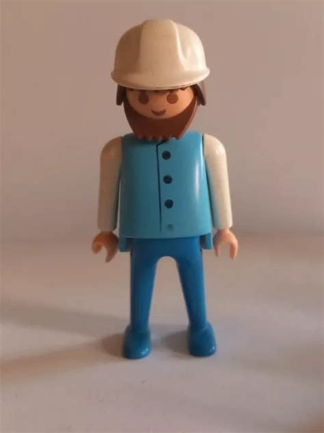 PLAYMOBIL VINTAGE CHEF De Chantier Travaux Publics 3745 Usé EUR 2 50