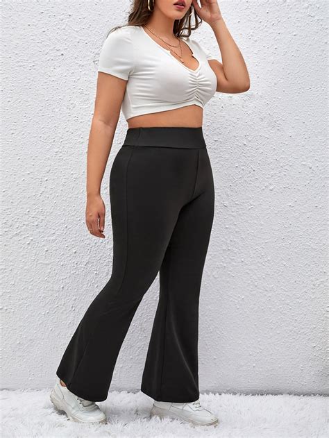 Shein Essnce Plus Solid Flare Leg Pants Shein Usa