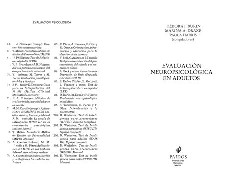 Evaluación Neuropsicológica EN Adultos EVALUACIÓN PSICOLÓGICA