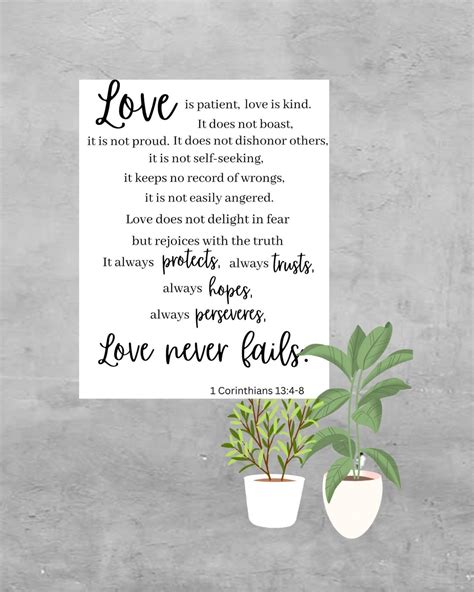 Love Never Fails Bible Verses Printable 1 Corinthians 134 8 Wedding Decor Wedding Bible