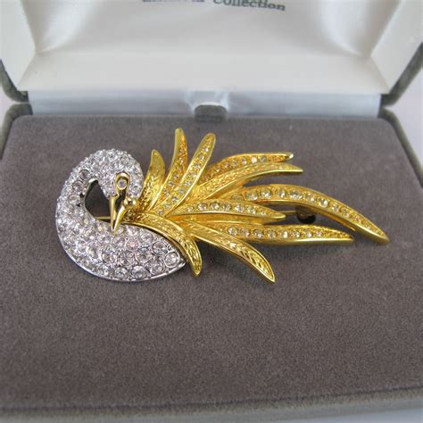 Vintage Nolan Miller Swan Brooch Glamour Collection Etsy Uk