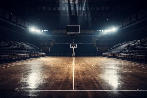 Empty Basketball Court In An Arena Premium Ai Generated Image