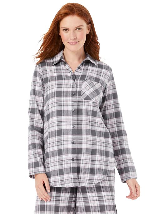 Dreams And Co Dreams And Co Womens Plus Size Flannel Snap Front Pajama