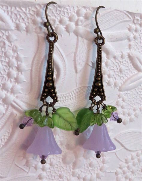 Lavender Flower Earrings Dangle Earrings Long Dangle Drop Etsy In 2021 Lavender Earrings