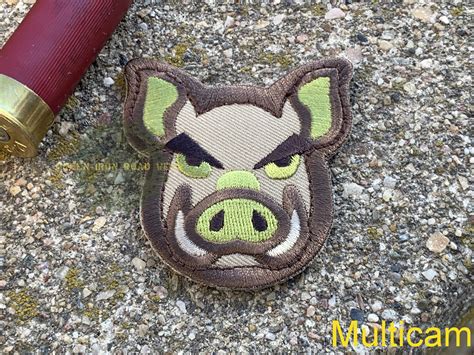 Pig Boar Warthog Head Embroidered Patch Green Iron Road Wear