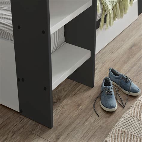 Polaris Grey And White Wooden Storage Bunk Bed Happy Beds