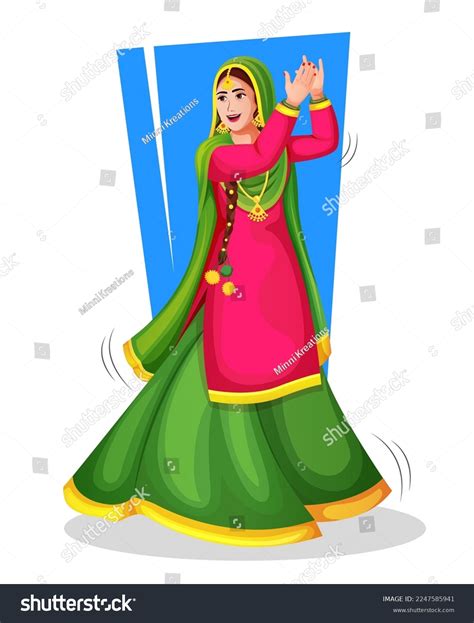 Punjabi Giddha Dancer National Cloth Performing Stock Vector (Royalty ...