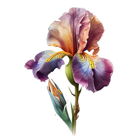 Irises Flower Digital Watercolor Clipart Irises Flower Printable Wall