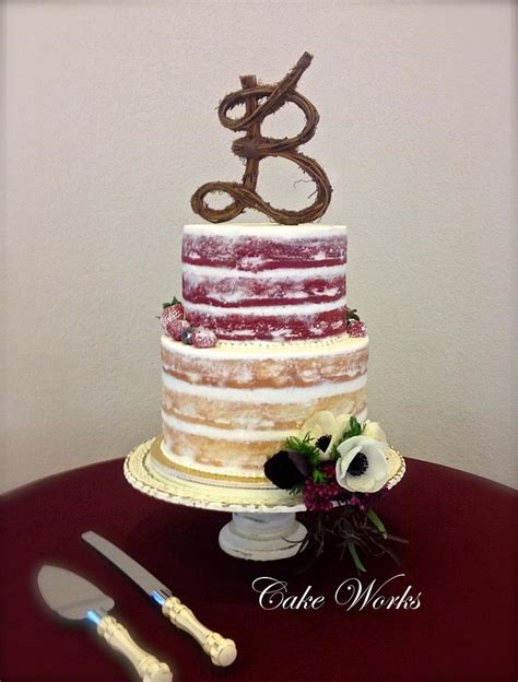 Naked Cake With Berries And Anemone Decorated Cake By Cakesdecor