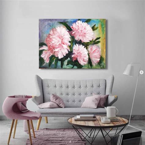 THE BEAUTIFUL BLOSSOMS - peony painting on canvas