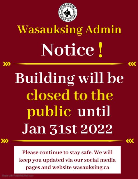 01 17 22 Wasauksing Administration COVID 19 Closure Wasauksing First