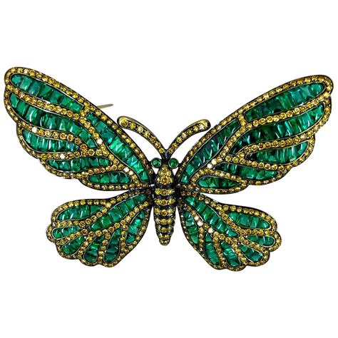 Fancy Color Diamond Gold Butterfly Brooch For Sale At 1stdibs