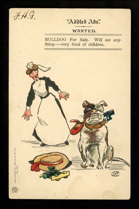 Bulldog Postcard Cartoon Comic International Art 776 Vintage Wanted