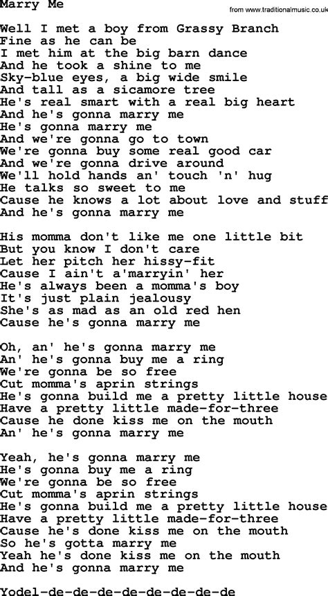 Dolly Parton Song Marry Me Lyrics